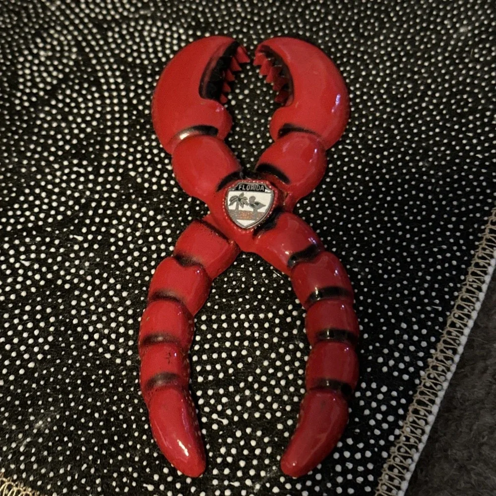 Heavy Duty Lobster Claw Nut / Seafood Cracker Red Metal From Florida